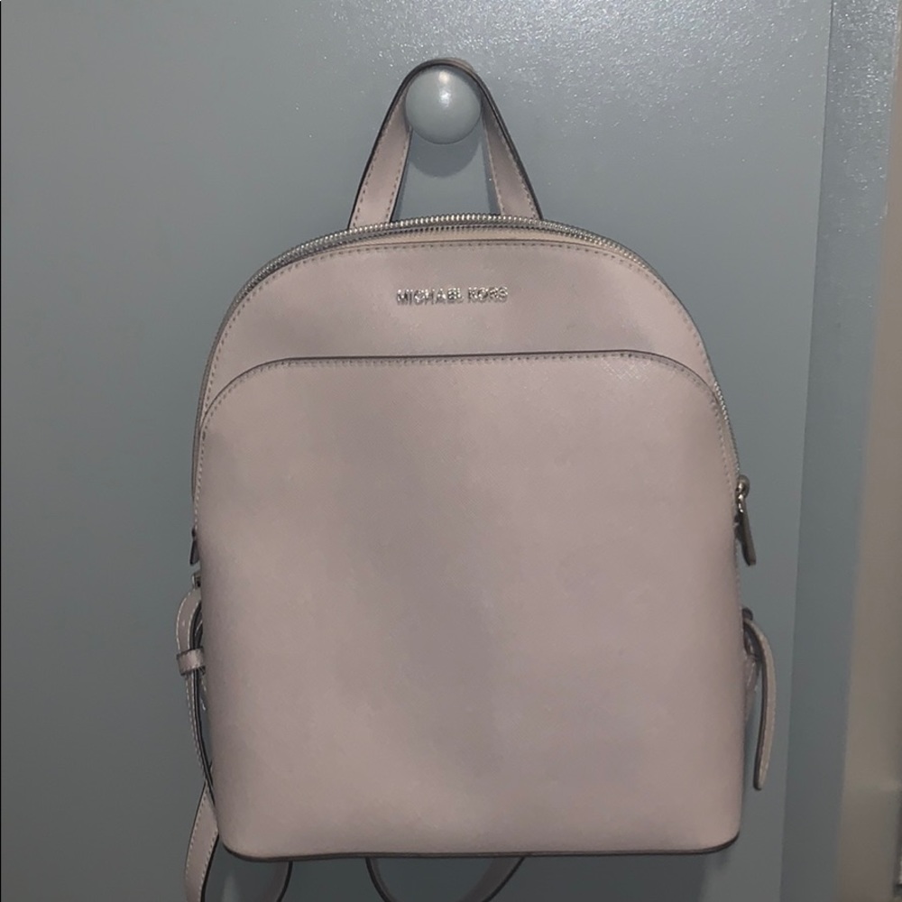 Micheal Kors Pearl Gray Emmy Leather Backpack